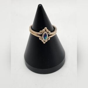 Dainty Sterling Silver With Inlay Of Turquoise & Lapis Lazul.  Very Pretty